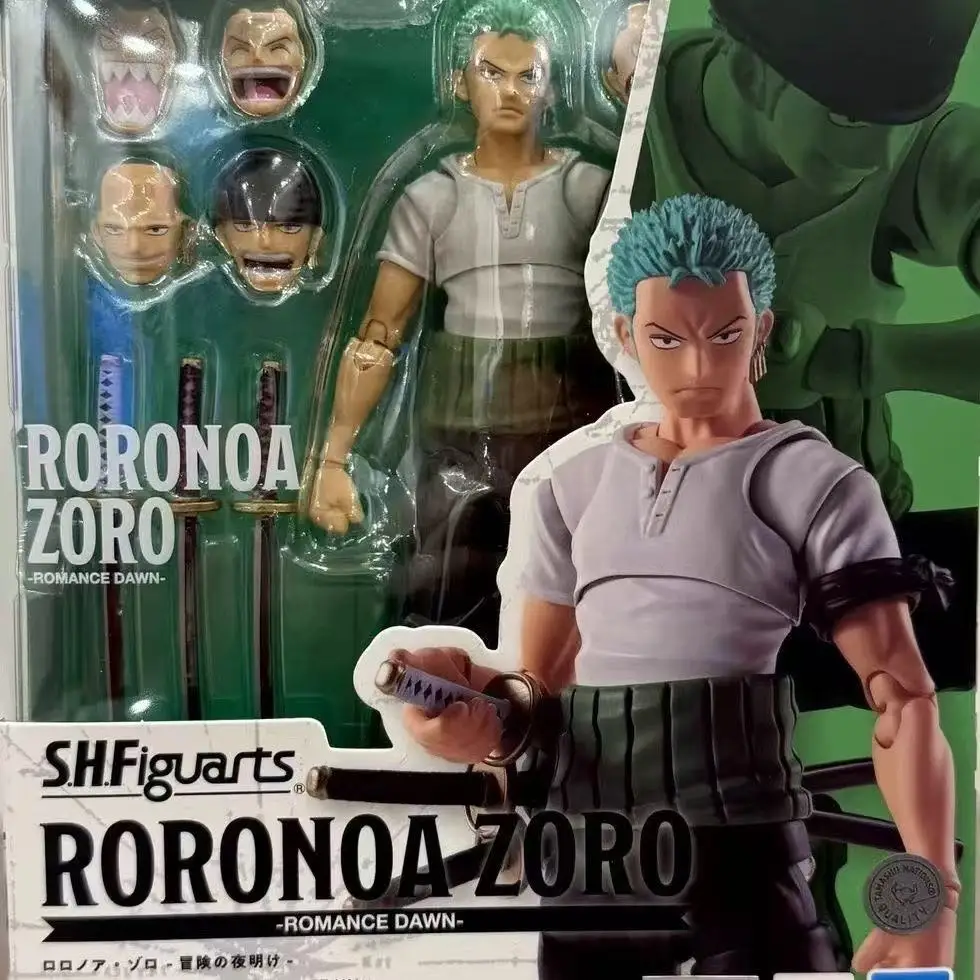 Figura de Acción de Anime Original en Caja, Bandai S.H.Figuarts One Piece Roronoa Zoro Santoryu Romance Dawn East Blue Saga, Modelo de Regalo