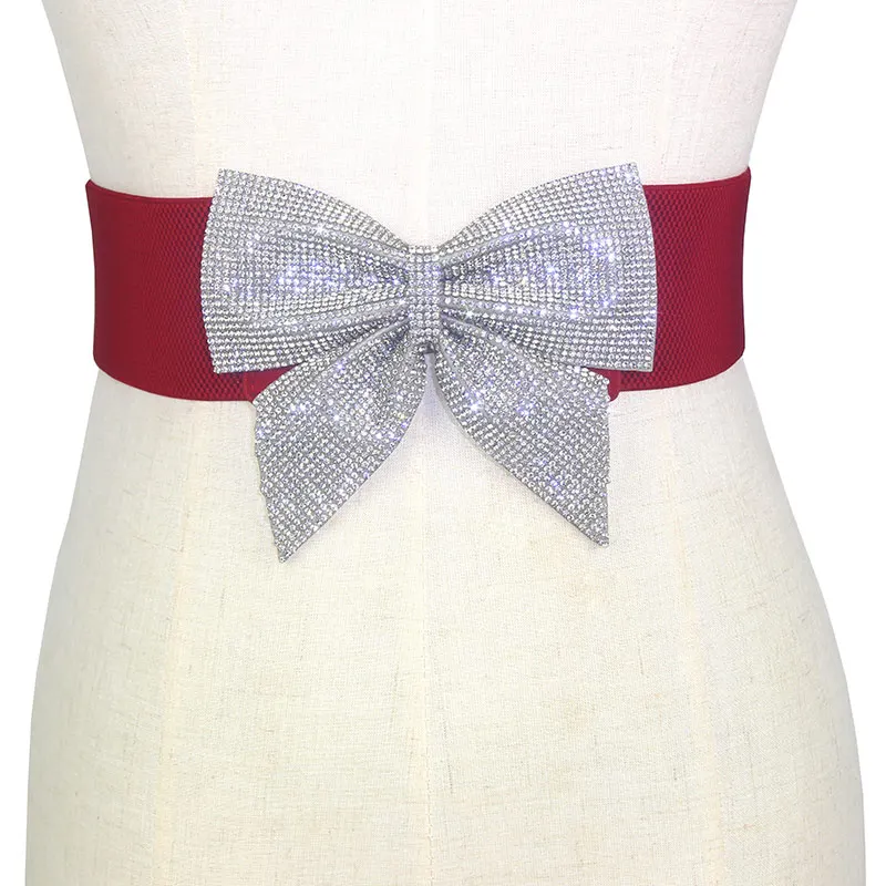 Fashionable Women's Belt  Knot Dress Waist Seal Elastic Matching Skirt Red Color All Matchings Integrated Design