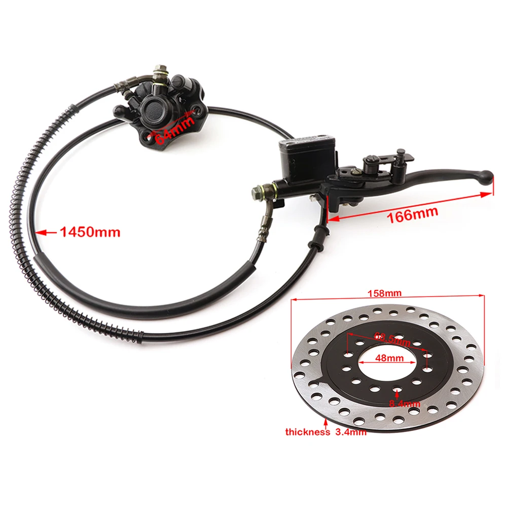 610-740mm Rear Axle Brake with 158mm brake Disc 428-37T Sprocket 140L Chain for DIY ATV UTV Go Kart Quad Tricycle Accessories