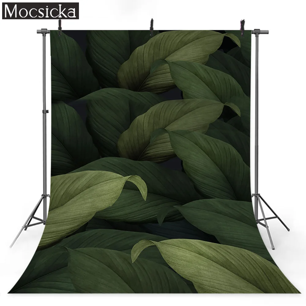 MOCSICKA Green Plantain Leaf Photography Backdrop Professional Shooting Decorative Props Background  Portrait Photo Studio