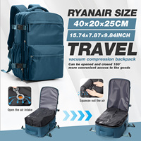 Men 15.6inch  Laptop Vacuum Compression Travel Backpack, Vacuum Clothing Storage Bag，Ryanair 40x20x25 Luggage Cabin Bag 40x30x20