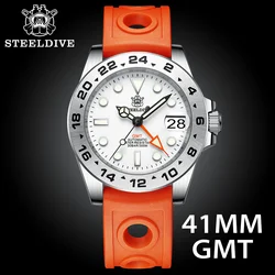 Luxury GMT Mechanical Watch STEELDIVE SD1992 Steel Bezel Four Pointers NH34 Movement Swiss Luminous 30Bar Waterproof Wristwatch