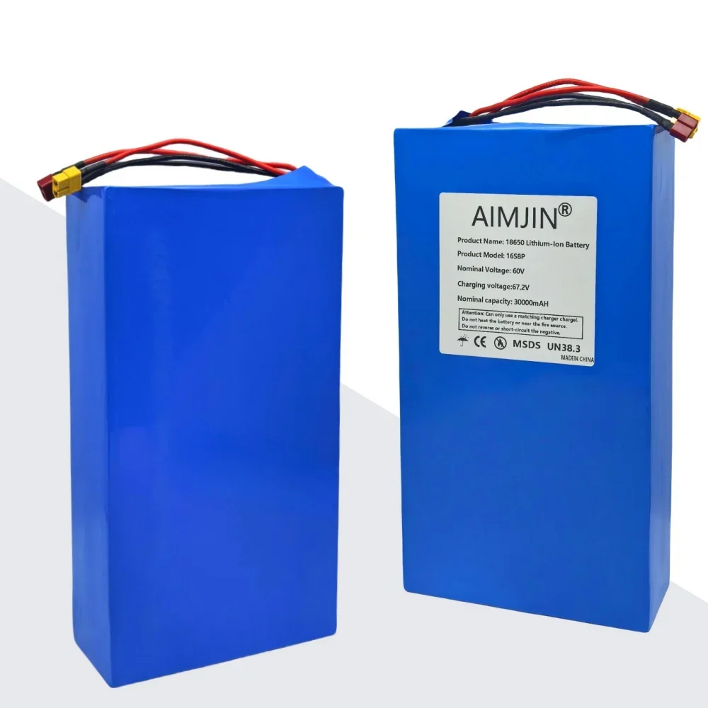 60V 30000mAh High-capacity 16S8P Rechargeable ithium Battery 1000-3000W high power，for Electric Scooter Battery With BMS