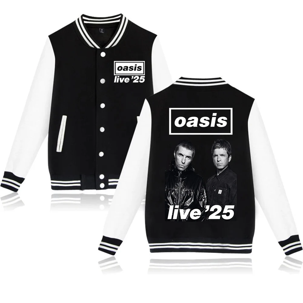 Oasis Live 25 Tour Hoodie Baseball Uniform Jackets Men Women Hip Hop Merch Fashion Coats Streetwear Tops for Fans