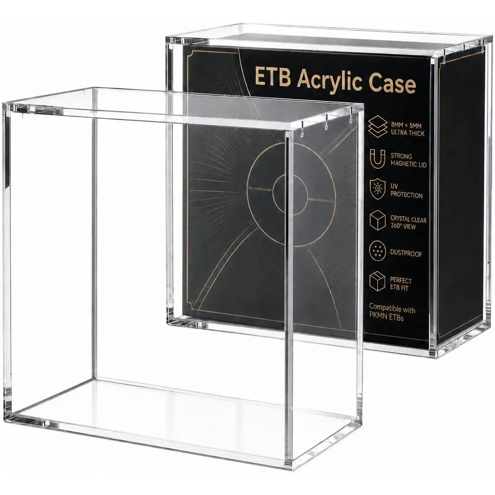 ETB Acrylic Display Case,8MM+5MM Thick UV & Scratch Resistant,Magnetic Closure,Stackable Crystal Clear Protector for Rare Cards Collectibles,TCG Trading Card Storage Organizer,Anti-Crack & Dustproof Display Stand,Box Not Included