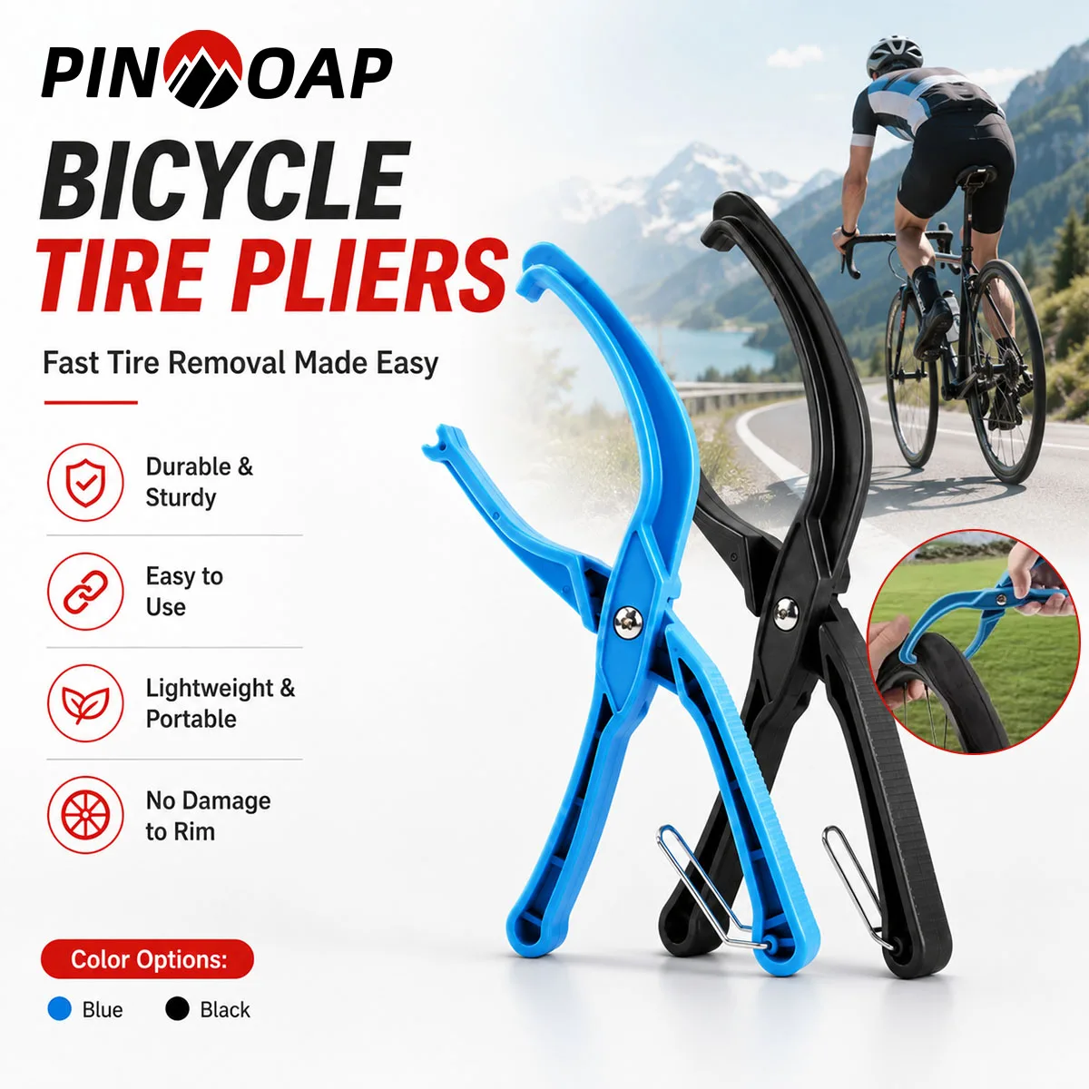 PINMOAP 1PC Bicycle Tire Bead Pliers Tire Mounting Removal Tool Strong Grip Tyre Lever For Mountain Road Bike Wheel Change Repai
