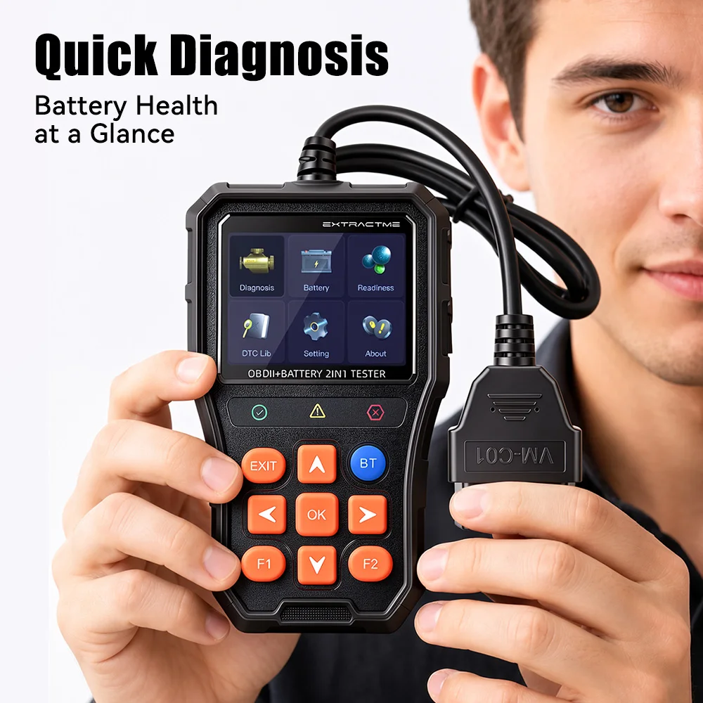 2‑in‑1 BT529 OBDII Scanner & Car Battery Tester 12‑24V Auto Code Reader Real‑Time Data Curve Bluetooth APP Car Diagnostic Tool