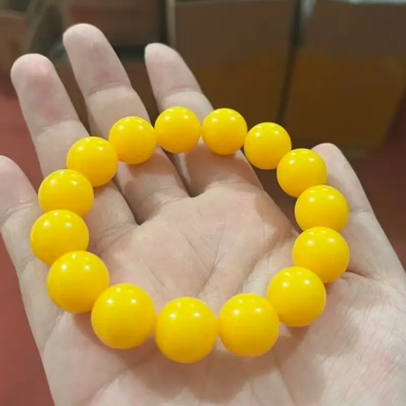 The Second-generation Yellow Honey Round Bead Single Circle Bracelet, Versatile Ethnic Handicrafts