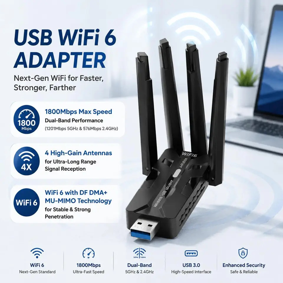 High Speed WiFi 6 USB Wireless Network Adapter