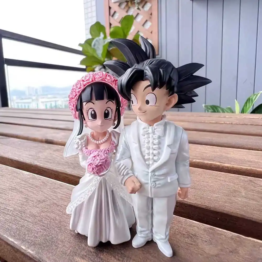 Anime Dragon Ball Z Son Goku Figur ChiChi Heiraten Desktop Dekoration Sammlung Goku Action Figur Auto Ornamente Geschenke 10 cm