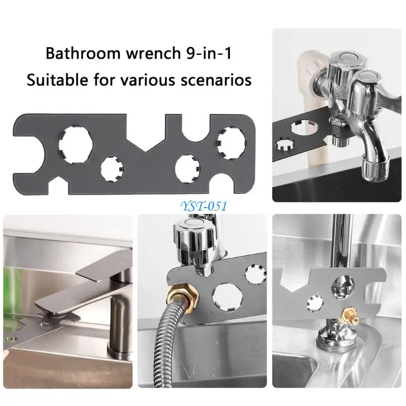 

E15A Solid 201 Stainless Steel Wrench 9 Adjustable Openings For Bathroom Maintenance