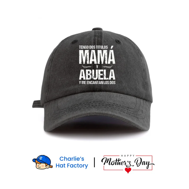 1 pc ABUELA Print Washed Baseball Cap, Classic Casual Stylish Vintage Soft Sweatband Adjustable Size Lightweight