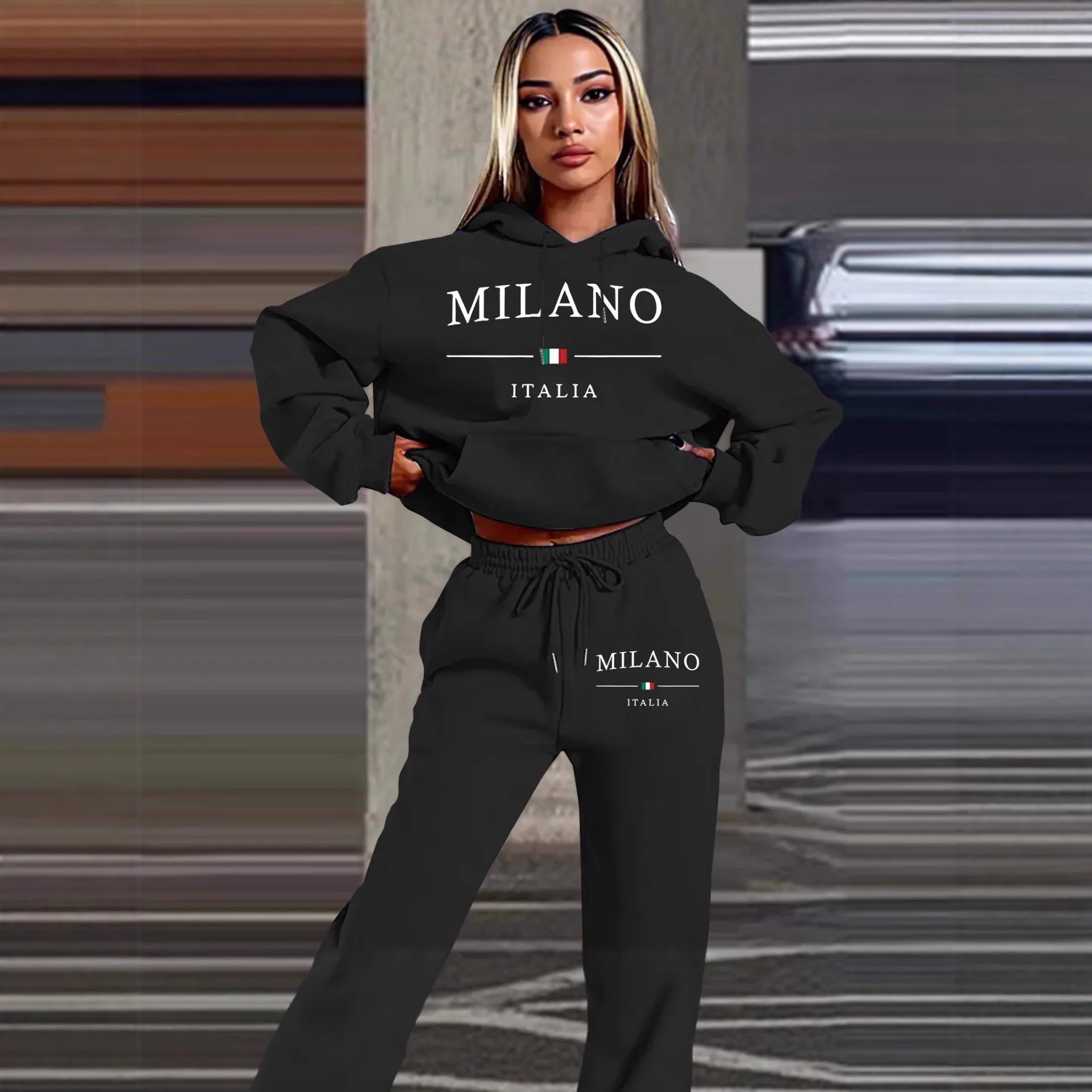 2026 Womens Print Hooded Sweatshirts Suit High Quality Hot Sales Outfits Clothing Fashion Casual Jogging Pants Sets