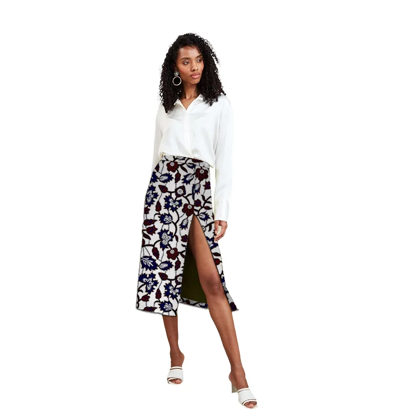 2025 African Fashion Skirts Front Fork Original Design Tailored Women's Outfit Colorful Print Female Party Wear