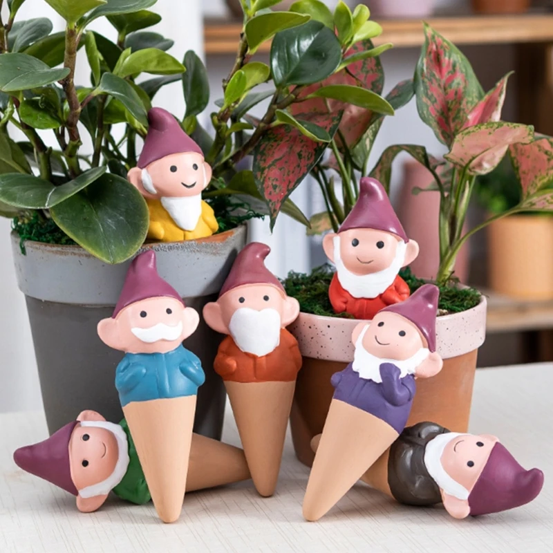 

7pcs Gnomes Self-Watering Stakes for Indoor Outdoor Plant Terracotta Automatic Irrigation System Household Waterer Tool Y5GB