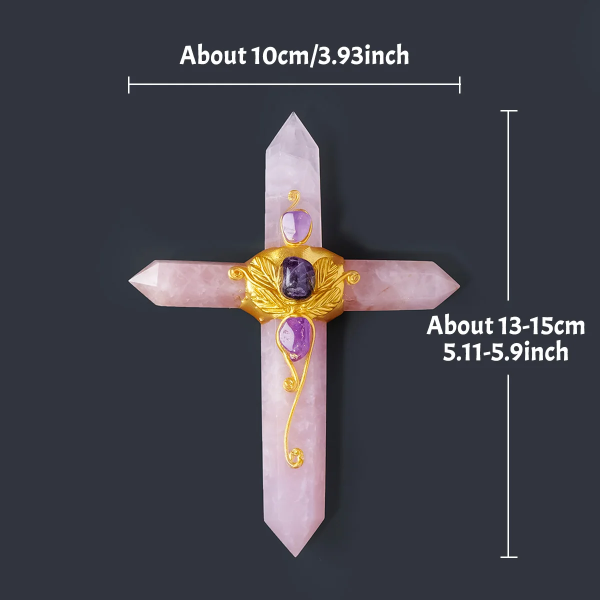 1PC Natural Crystal Point Cross Scepter, Amethyst Magic Wand, Halloween & Christmas Gift