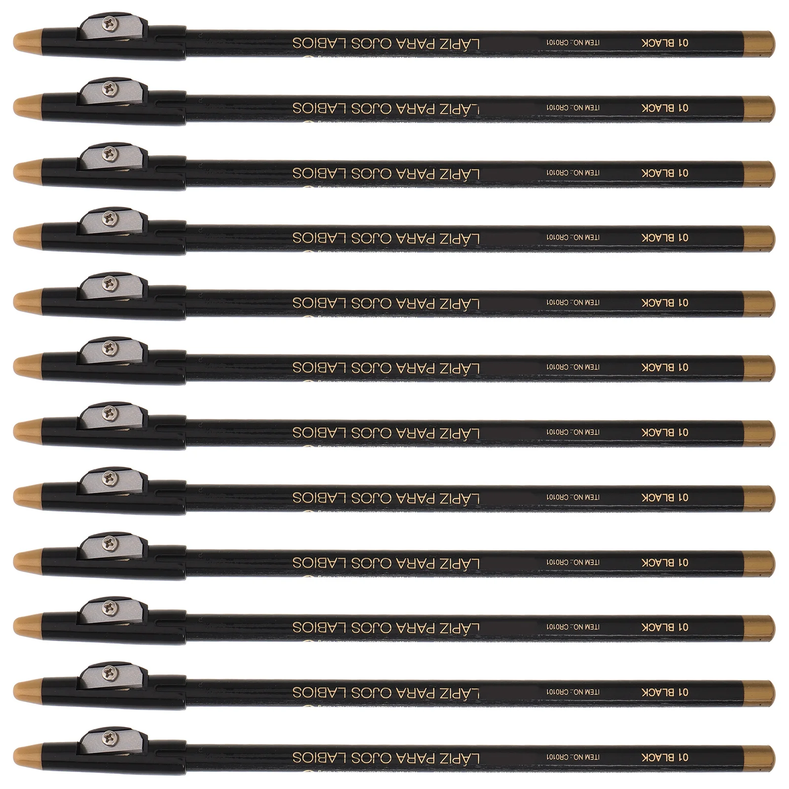 12Pcs Portable Eyebrow Pencil Waterproof Dual Use Eyeliner Eyebrow Pen Builtin Sharpener Matte Finish Women Makeup Brow Pencil