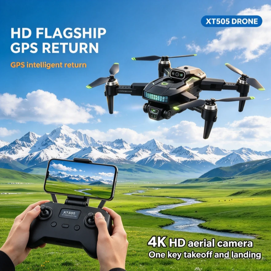 Original XT505 GPS Brushless Foldable Quadcopter 5G WiFi FPV Gimbal Camera Optical Flow Positioning Professional Medium RC Drone