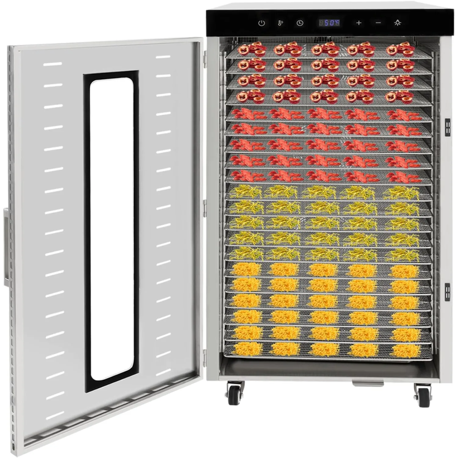 

1700W 20-Tray Commercial Food Dehydrator Machine, Large Capacity Stainless Steel Industrial Dehydrators Dryer with 24H Timer
