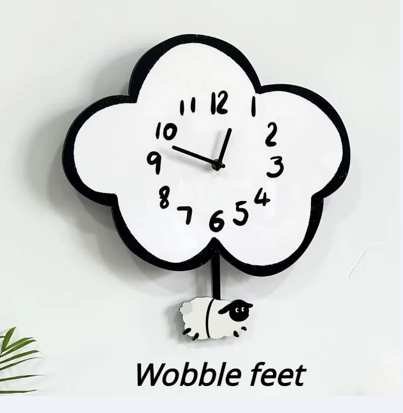 Rocking Cute Hot Air Balloon Clock Family Bedroom Cartoon Clock Creative Personality Quiet Decorative Children's Room Wall Clock