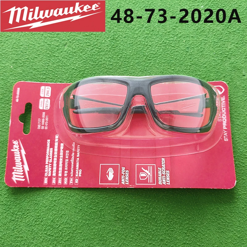 Milwaukee 48-73-2020A Clear Performance Safety Glasses High Impact Fog-Free Anti-Scratch Eyewear With Military-Grade Protection
