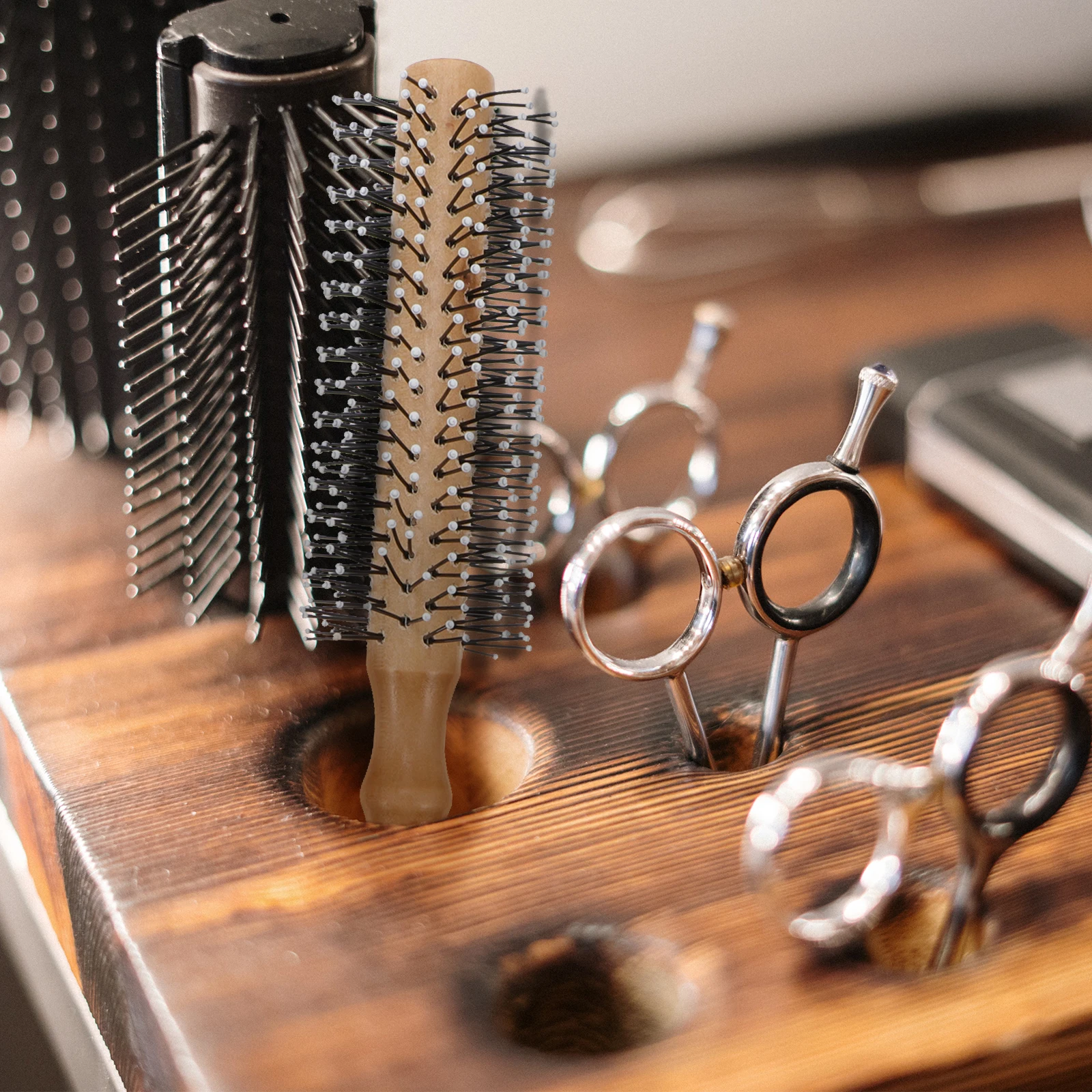 

Wooden Roller For Curly Detangling Scalp Massage Brush Durable Round Hair Comb Styling Tool Salon Use Large Size Hairdressing