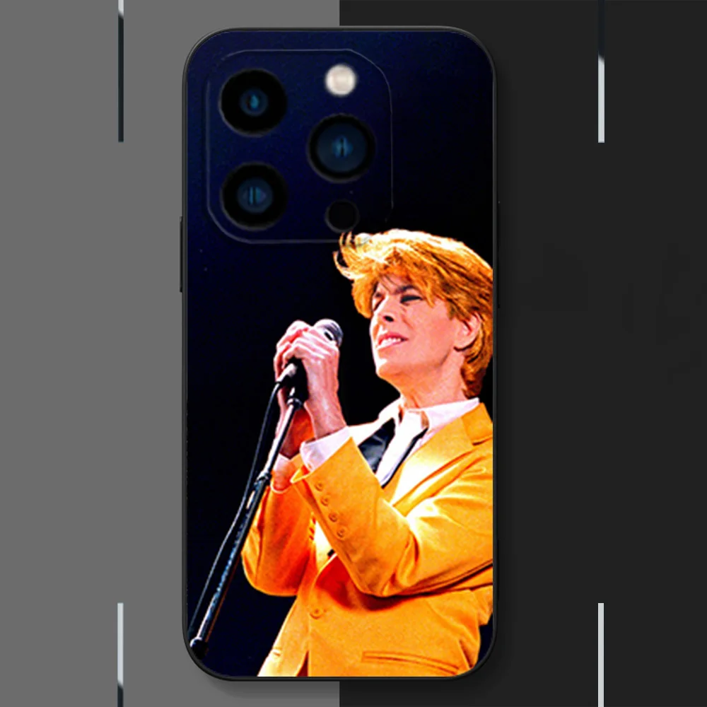 Singer D-David B-Bowie Phone Case for iPhone 12 11 13 14 15 16 Max Pro Plus Black Soft Silicone Cover