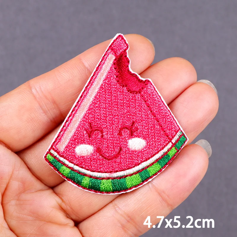 Cute Cartoon Patch DIY Embroidery Iron On Patches For Clothing thermoadhesive patches On Clothes Watermelon Cat Ironing Sticker