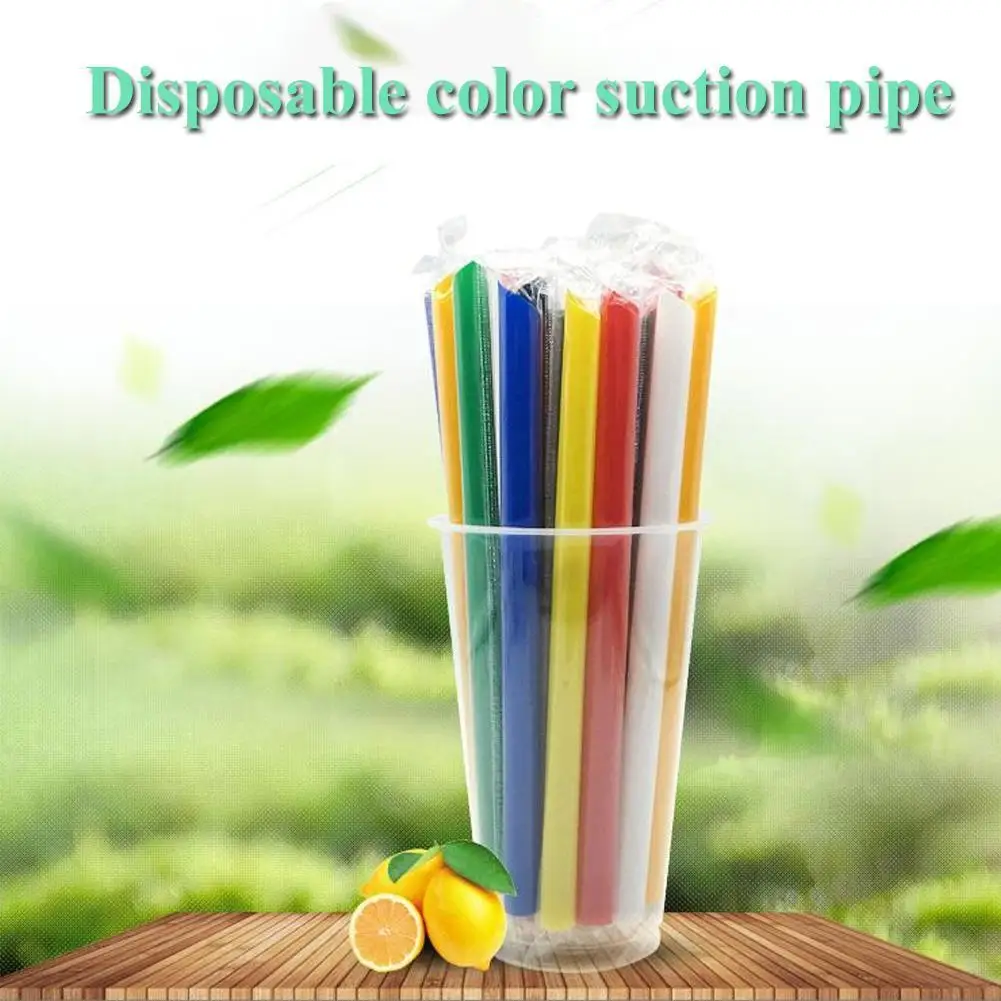 50PCS Disposable Jumbo Colored Straw Pearl Milk Tea Supplies Juice Party Drinking Bubble 19cm Drink Beverage Tea Straw N5Q7