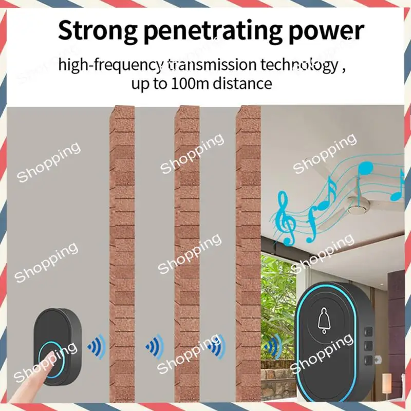 M20K Wireless Doorbell 433Mhz Waterproof Button Adjustable Volume 36 Melodies Ringtones Indicator Light Remind