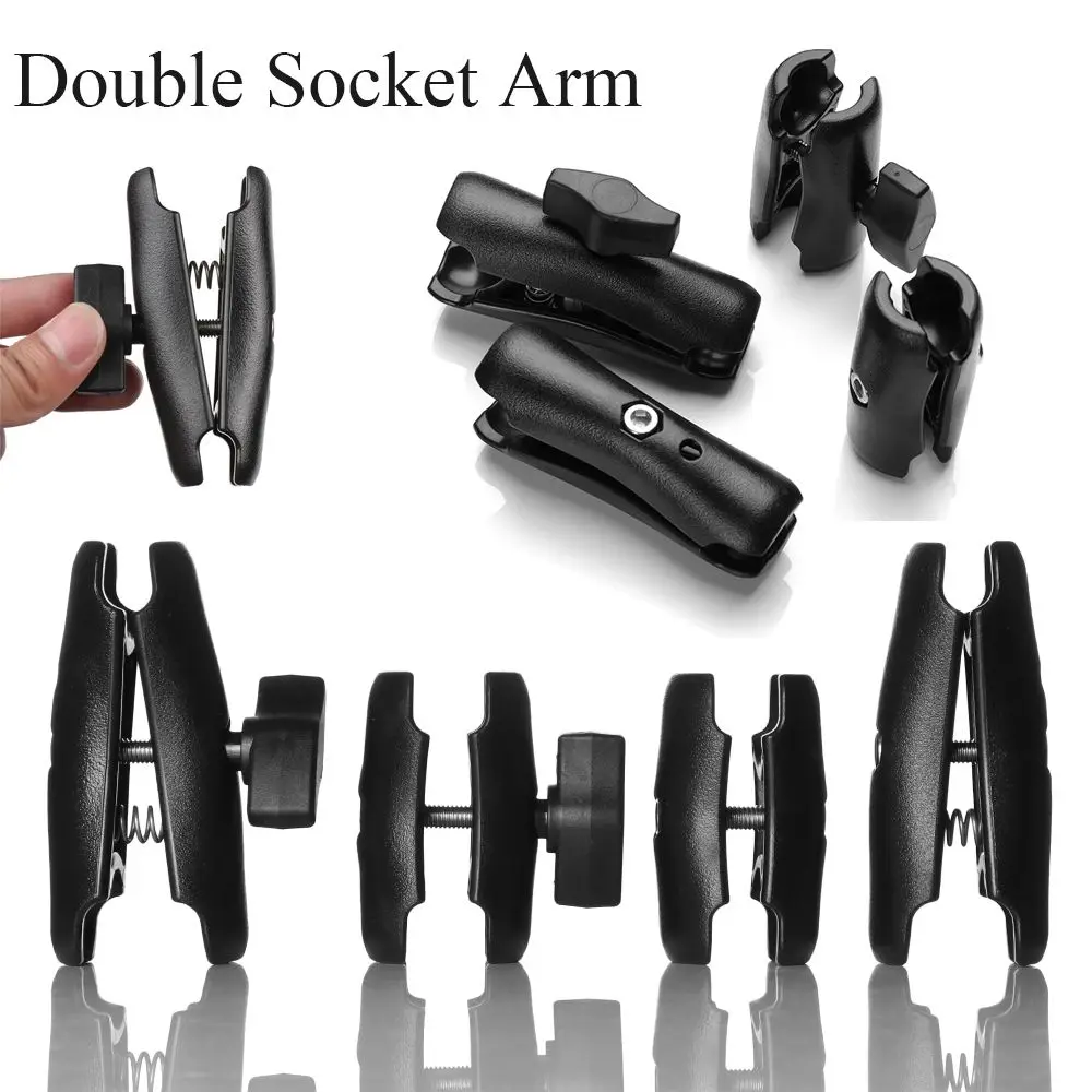 65/95mm Black Short Long Double Socket Arm for 1 Inch Ball Bases for Gopro Camera Bicycle Motorcycle Phone Holder for Ram Mount