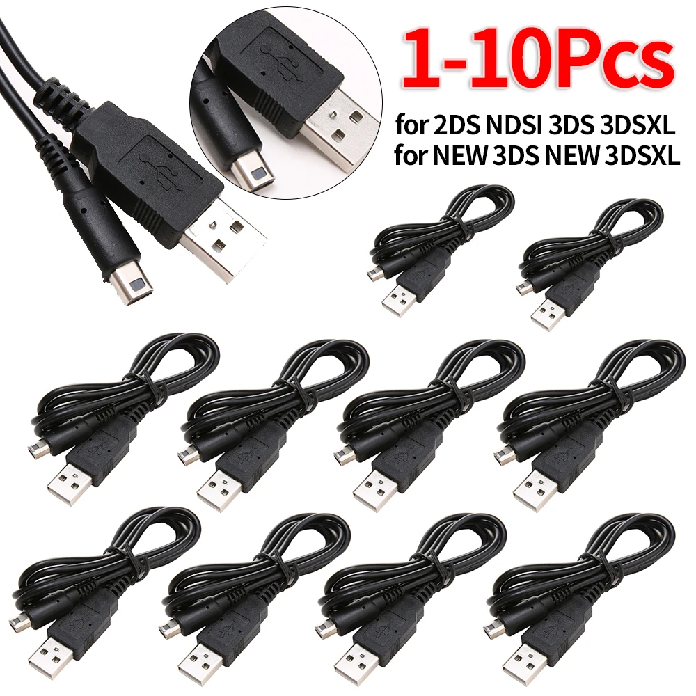 1/2/3/5/10Pcs 1m USB Charger Cable for Nintendo 2DS NDSI 3DS 3DSXL NEW 3DS NEW 3DSXL Game Power Line