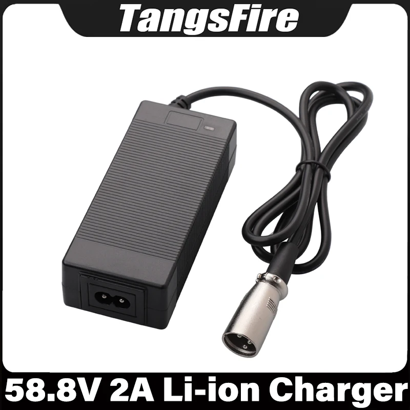 

Output 58.8V 2A 18650 Li-ion Battery Charger 14Series For 52V Lithium Battery Pack Charger XLR High Quality Power Adapter