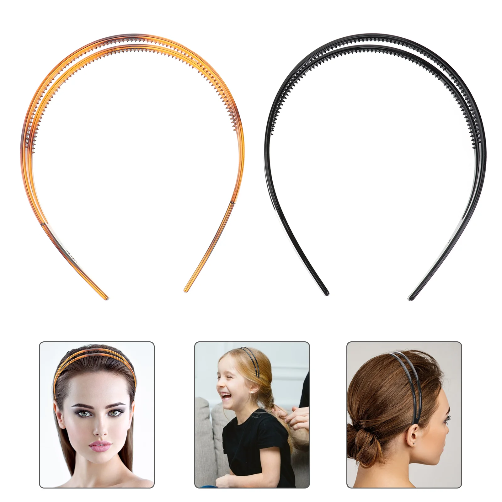 2 Pcs Gorgeous Color Hair Bands Fashion Headband Hoop Unique Hoops Toothed Women Durable