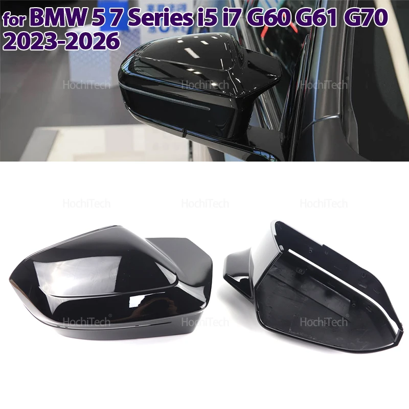 Replacement Black Car Rear View Door Wing Mirror Side Mirror Cover Caps Shell Case for BMW 5 7 Series I5 I7 G60 G61 G70 LHD