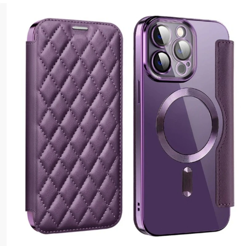 

Suitable for iPhone 16promax Flip Card Phone Case 15pro 14plus Magnetic Suction 13Small Fragrance Style Pattern 12 Leather Cover