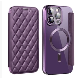 Suitable for iPhone 16promax Flip Card Phone Case 15pro 14plus Magnetic Suction 13Small Fragrance Style Pattern 12 Leather Cover