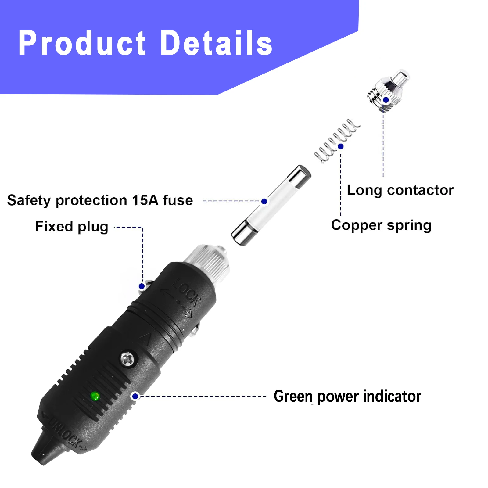 Car Cigarette Lighter Power Plug Lighter Charger Socket DC 12/24V 5A Replacement Adapter Connector Charging 21mm 22mm