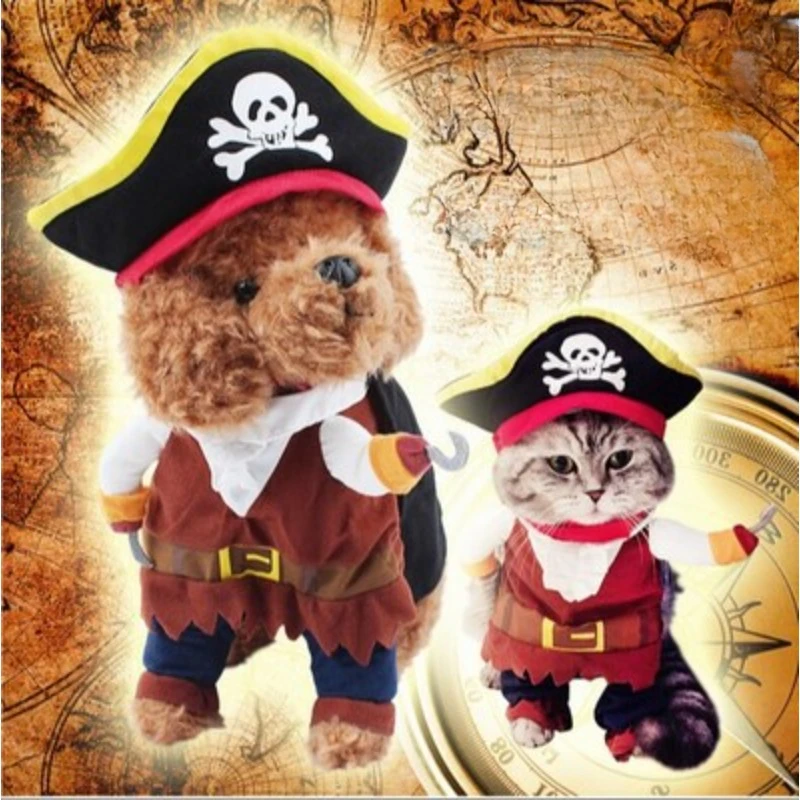 

Pet Pirate Clothes Cat Pirates Cosplay Costume Polyester Cute Pets Halloween Clothes Funny Outfits Dress Up for Cats Dogs