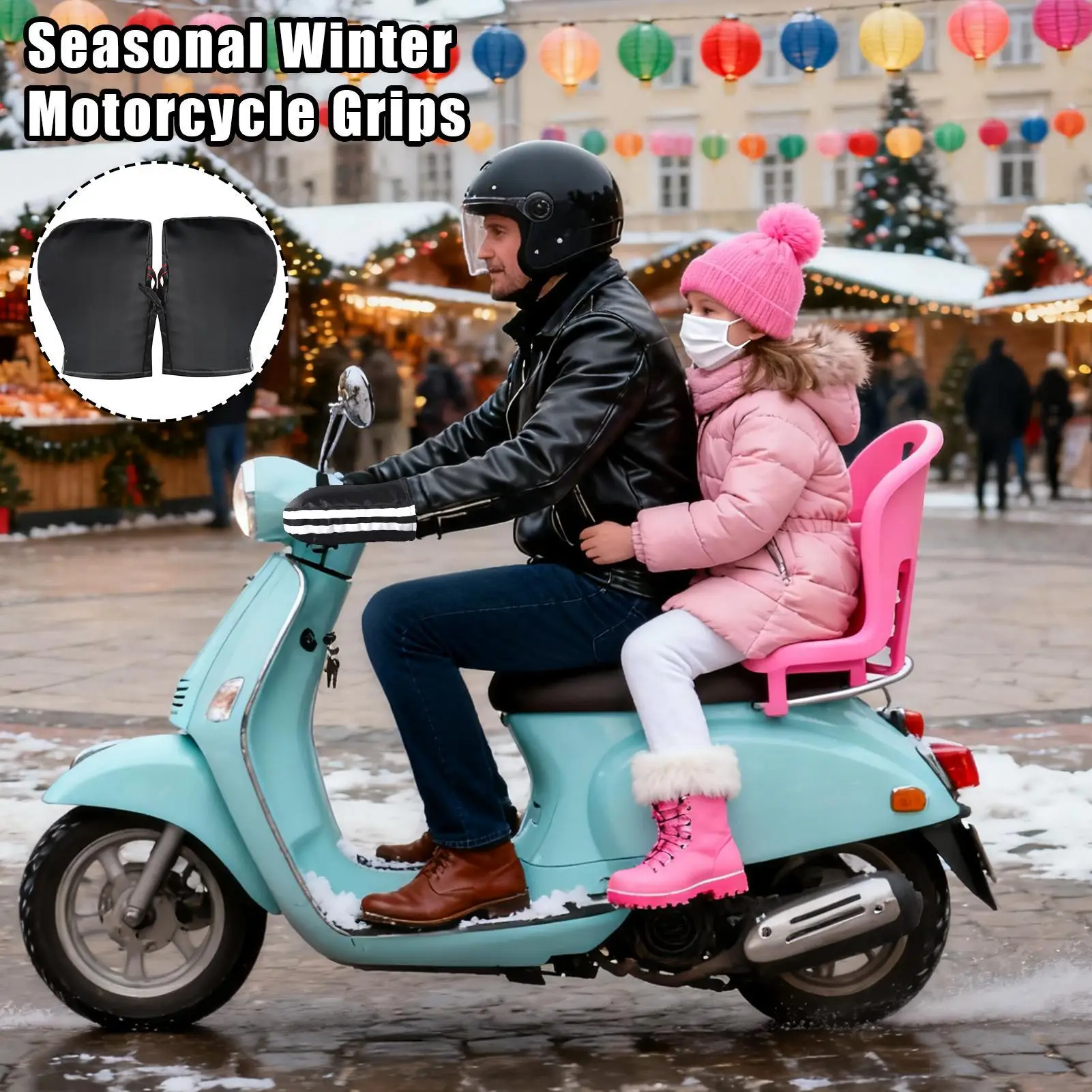 

Motorcycle Handlebar Gloves Winter Warm Windproof Gloves Waterproof Mittens For Motorcycle Riding Mountain Biking Road Cycling