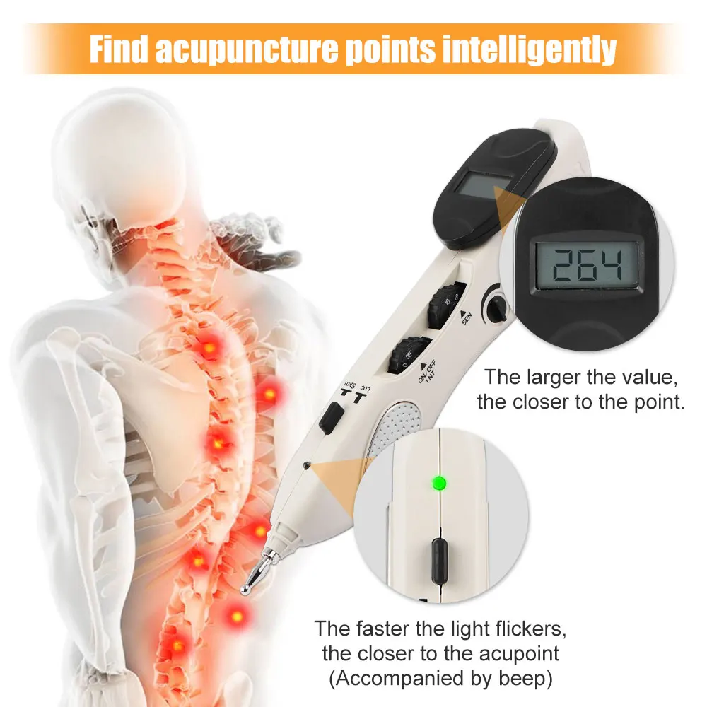 Electric Acupuncture Pen Pain Relief Therapy Healing Accupunture Biological Microelectric Pulse Muscle Deep Tissue Massage Pen