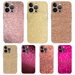 Pink Glitter Soft Transparent Phone Case Cover for iPhone 16 15 14 13 12 11 Pro Max XR 8 7 Plus XS Max Shockproof Shell Fundas