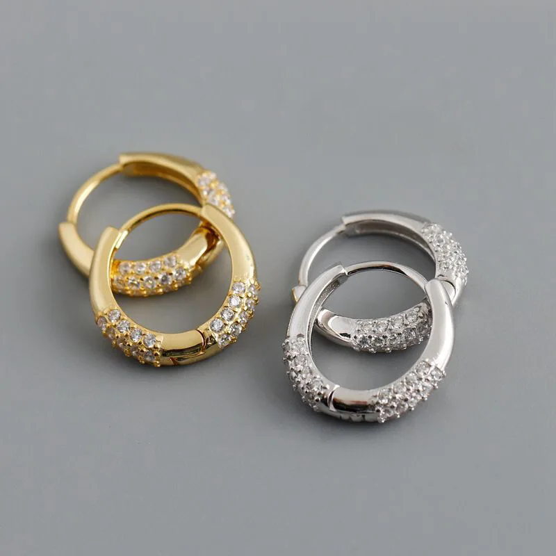 

925 Sterling Silver Zircon Hoop Earrings for Woman Fashion Korean Jewelry Temperament Girl's Daily Wear Earring Accessories