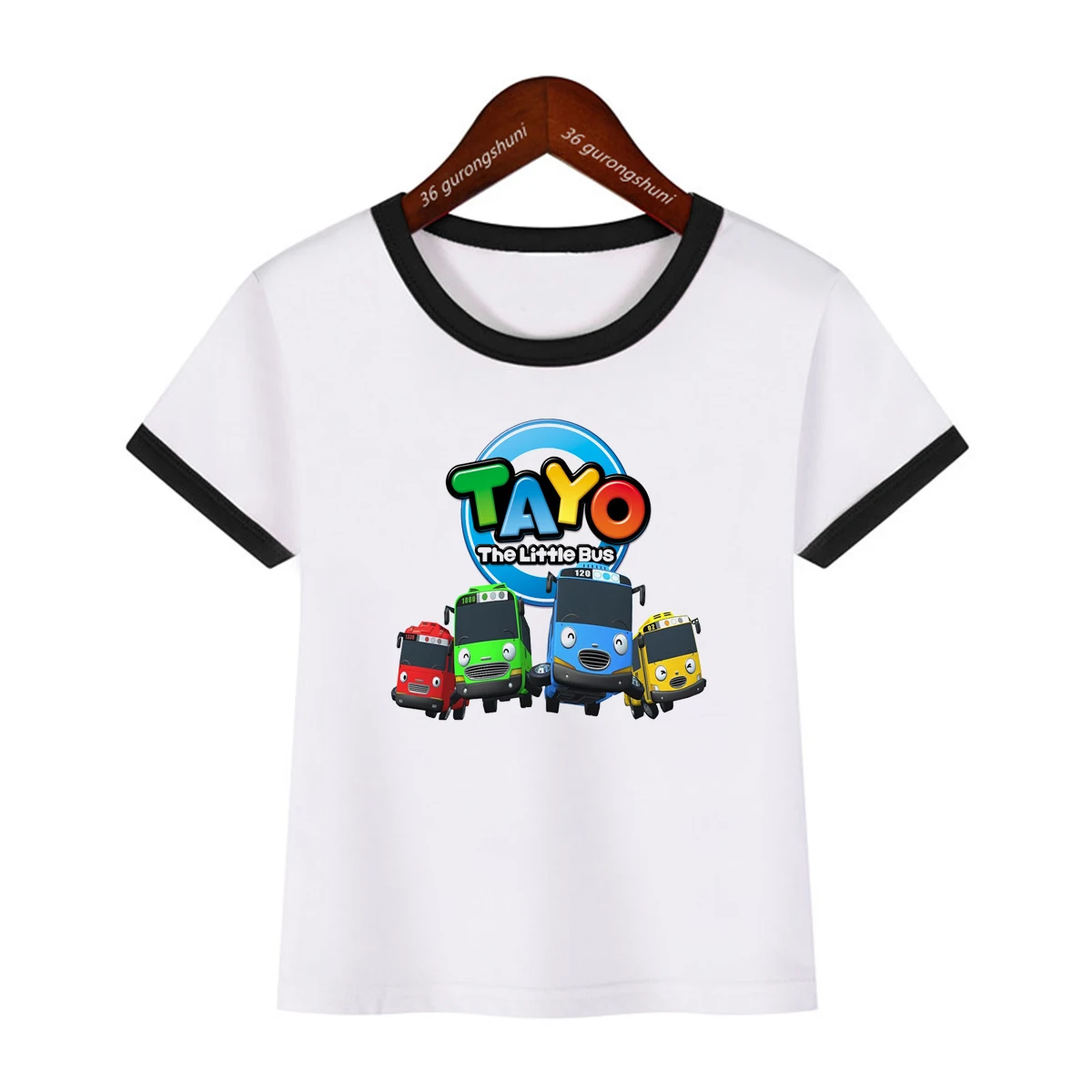 Camiseta con estampado de dibujos animados para niños, camisa de manga corta para niños, Tayo y Little Friends Car, Girks, moda de verano