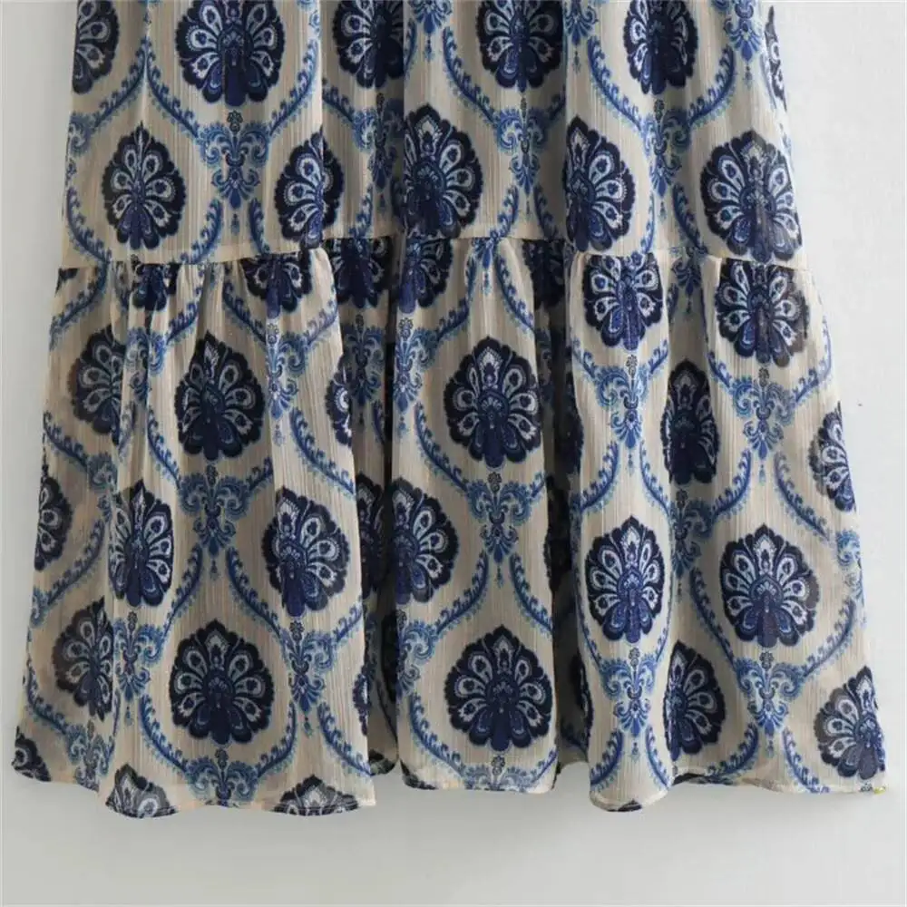 فستان نسائي ربيعي/صيف جديد على الموضة الأوروبية والأمريكية فستان مطبوع بخط معدني ملون #4