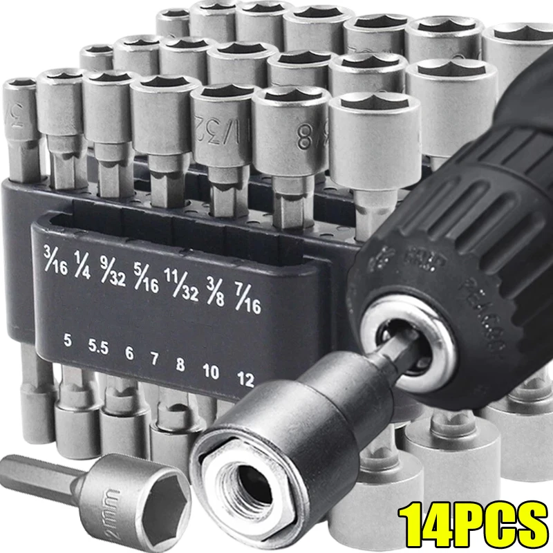

9/14 шт. набор сверл торцевой ключ адаптер шестигранная отвертка сверлильные инструменты шестигранный хвостовик метрические сверла для электрической отвертки