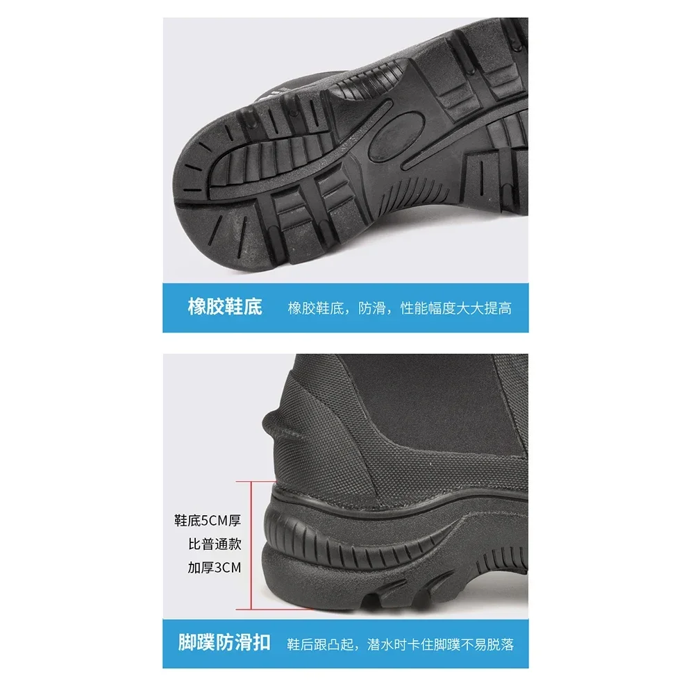 2pcs Shoes Thick-soled Vulcanized Shoes Neoprene Diving Boots 5m Water Shoes Wetsuit Booties With Non-slip Rubber Soles Parts