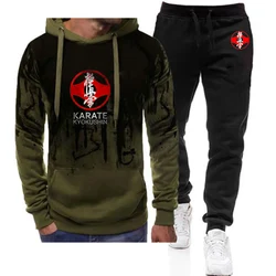 Kyokushin Karate 2023 Men's New Harajuku Gradient Color printing Hooded + Pants Two Piece Suit Tracksuit Casual movement Sets