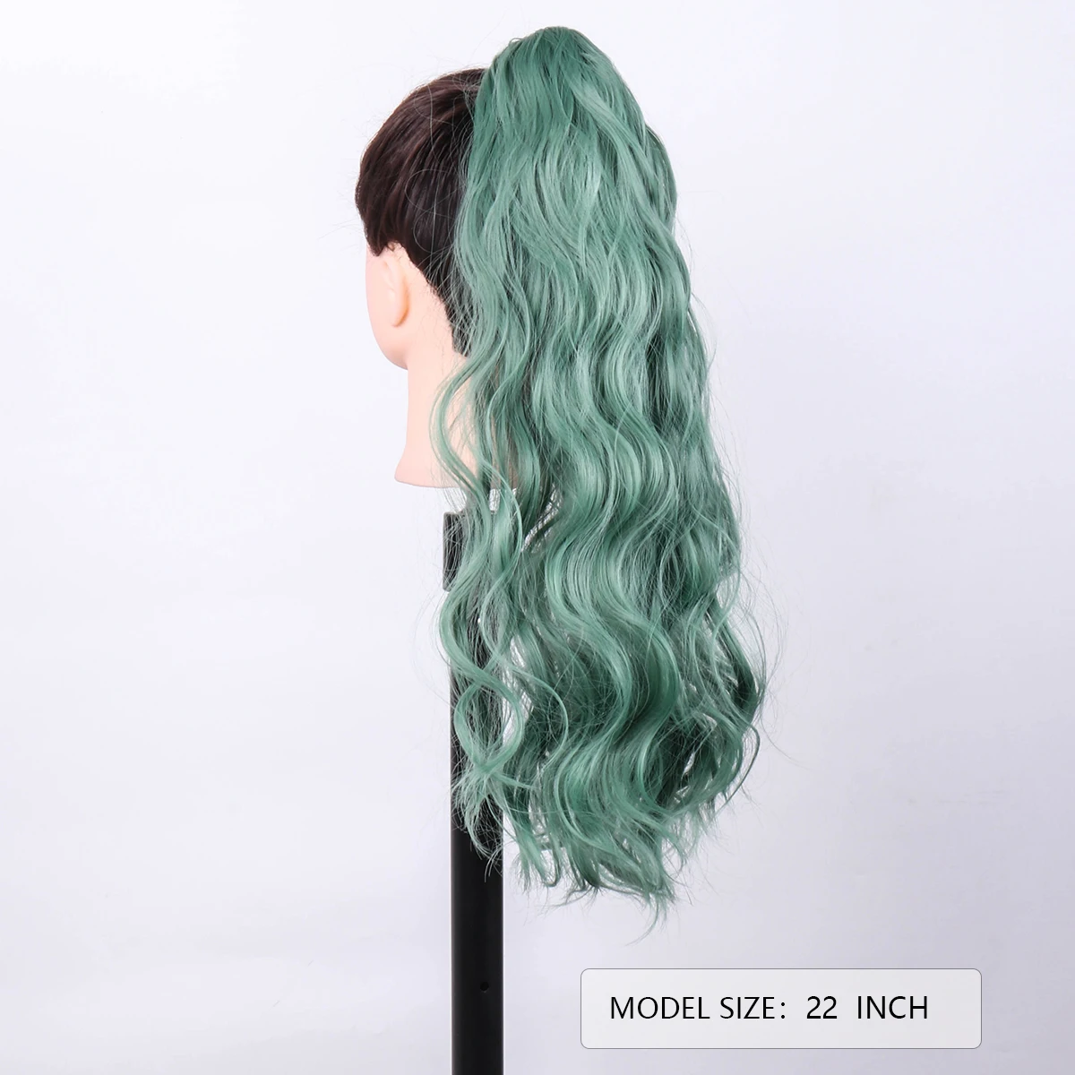 Pieces Synthetic Hairpieces Long Wavy Curly Clip in Ponytail Hairpiece Green 22 Inch Full Machine Made Good Quality Synthetic Wi