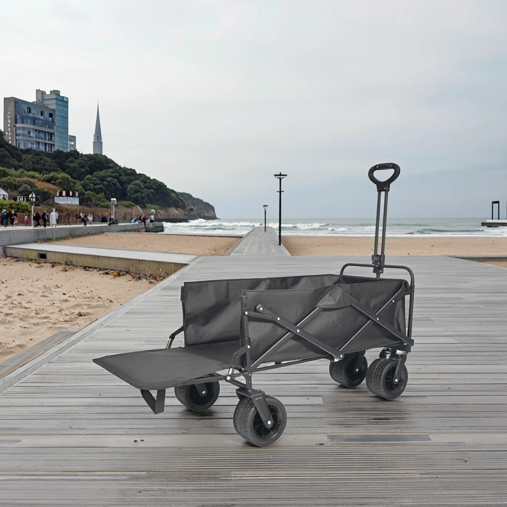 

High-Capacity Four-Wheeled Hand Truck Wagon Portable Outdoor Folding Picnic Camping Gear Removable Features